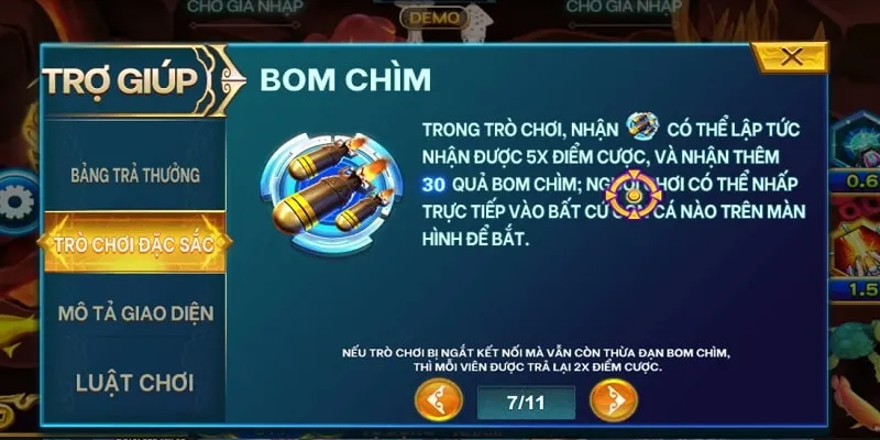 Trò chơi bắn cá cung cấp nhiều vũ khí hỗ trợ độc đáo